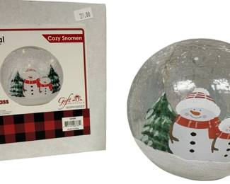 1085 - Cozy Snowmen LED Glass Globe in Box - 6" Round (Description): Used as is electric/electronic/mechanical item. No guarantee all components, untested.