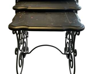 359 - 3 Wood/Metal Nesting Tables - 24 x 25 x 21