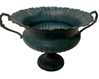 220 - Blue Footed Metal Urn - 9 x 16 x 12