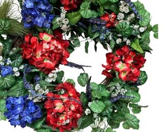 904 - Handcrafted Patriotic Floral Wreath - 26 x 28