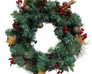 964 - Artificial Holiday Wreath w/ lights (Description): Used as is electric/electronic/mechanical item. No guarantee all components, untested.