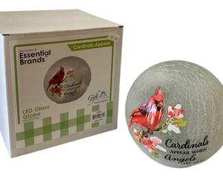 56 - Cardinals Appear Glass LED Globe - 6" Round (Description): Used as is electric/electronic/mechanical item. No guarantee all components, untested.
