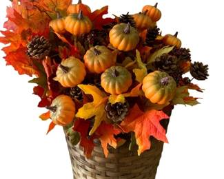 80 - Basket w/ Faux Fall Decorative Stems - 20 x 20