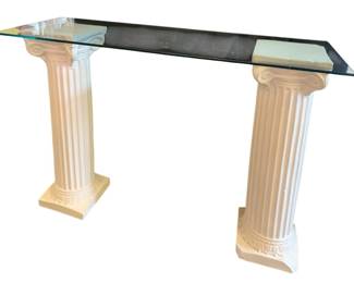 234 - Glass Top 2 Column Table - 50 x 17 x 36