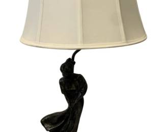 608 - Golfing Lady Figural Lamp - 26 (Description): Used as is electric/electronic/mechanical item. No guarantee all components, untested.
