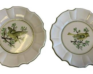 367 - 2 Italy Signed Bird Plates - 8.25" Round