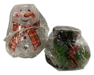 1109 - Lighted Glass Snowman - 12 x 6 (Description): Used as is electric/electronic/mechanical item. No guarantee all components, untested.