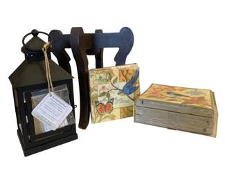 161 - Assorted Items - Lantern, Napkins & Stand