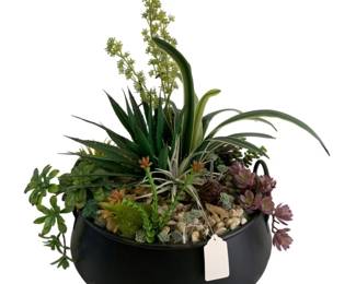 433 - Large Faux Succulent Arrangement in planter (Description): 25 x 19 x 19