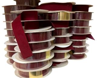 1229 - Box Lot of Burgundy Velvet Ribbon