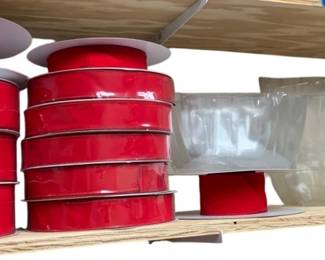 1262 - Shelf Lot of Red Ribbon & More