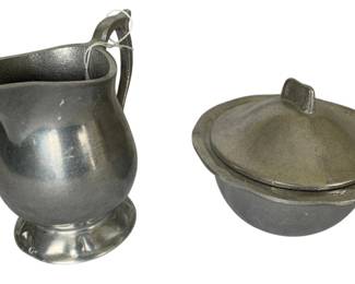 488 - Pewter Creamer & Sugar Bowl - 4.5" tall