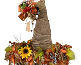 39 - Burlap Witch Hat Hanging Decor - 27 x 24