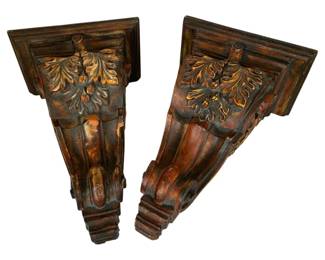 483 - Pair of Corbel Wall Sconces (Description): 17 x 11 x 7