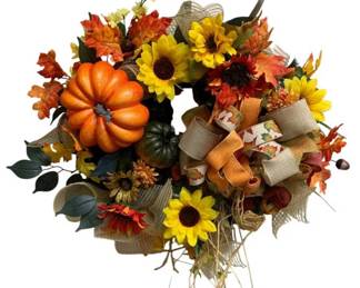 909 - Handcrafted Fall Wreath - 23 x 25