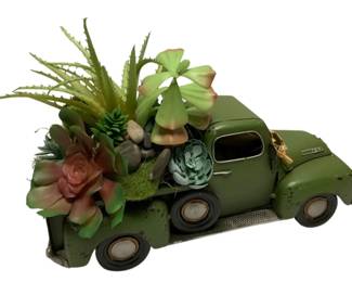 656 - Decorative Truck with Faux Succulents (Description): 12 x 16 x 6.5