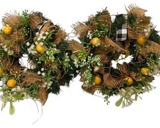 273 - 2 Handcrafted Decorative Wreaths - 13" Round