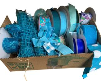 1202 - Box Lot of Assorted Blue Ribbons