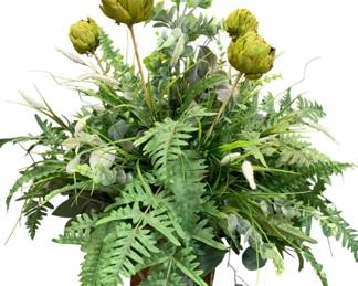 750 - Faux Floral Arrangement in Metal Planter - 32 x 29