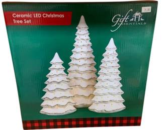 1248 - Ceramic LED Christmas Tree Set in box (Description): Used as is electric/electronic/mechanical item. No guarantee all components, untested.