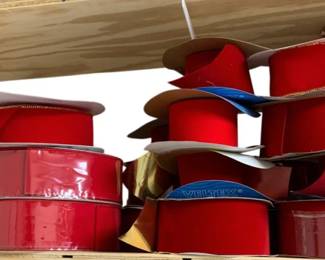 1209 - Shelf Lot of Red Velvety Ribbons