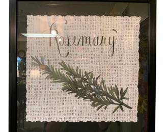 776 - Framed Rosemary Herb Burlap Paper - 22 x 22 x 2