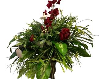 420 - Handcrafted Arrangement in Metal Planter (Description): 27 x 22