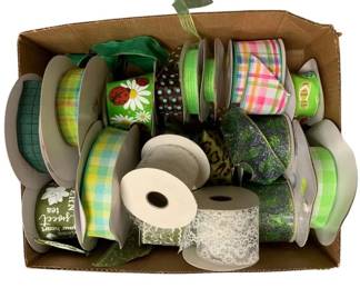 1200 - Box lot of Assorted Green Ribbons