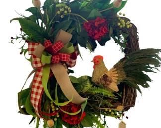 241 - Handcrafted Rooster Wreath - 24" Round