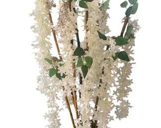 270 - Faux Wisteria Floral Arrangement in Metal Planter (Description): 48 x 19 x 17