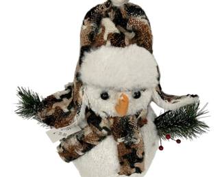 1048 - Plush Winter Camo Snowman Decor - 13 x 11