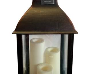 395 - Metal Lantern w/ Candles - 24 x 9.5 x 9.5