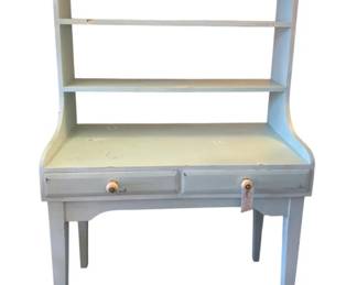 47 - Hand Painted Distressed Desk w/ Hutch - 39 x 19 (Description): William Fetner