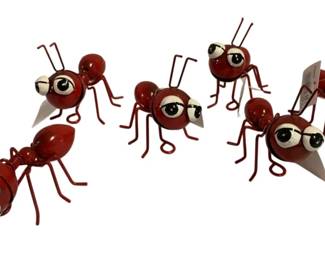 418 - 6 Red Metal Ants - 3.5 x 3.75