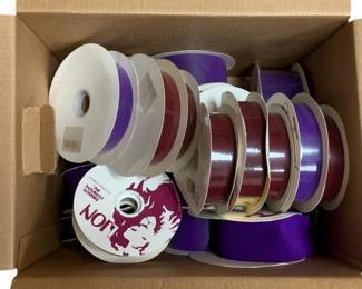 1235 - Box Lot of Burgundy and Purple Ribbons