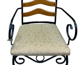 1143 - Metal & Wood Back Arm Chair - 42 x 21 x 27.5