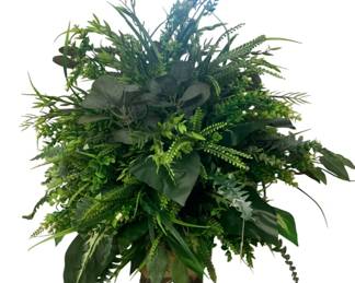 283 - Faux Greenery Arrangement in Metal Planter (Description): 30 x 24 x 24