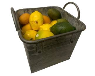 281 - Artificial Lemons & Limes w/Tin Pail - 9 x 9 x 9