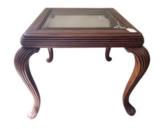 455 - Side Table w/ glass insert - 21 x 26 x 26