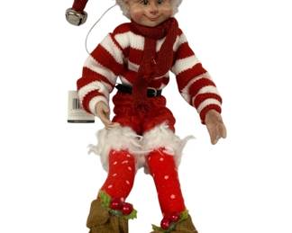 1078 - Collectible Holiday Posable Elf Doll - 16" Tall