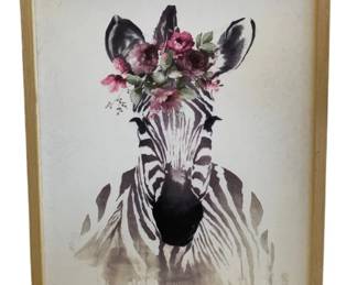 352 - Framed Zebra Print on Board - 24 x 18