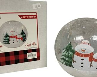 1091 - Cozy Snowman Glass LED Globe - 6" Round (Description): Used as is electric/electronic/mechanical item. No guarantee all components, untested.