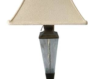 116 - Crackled Glass Silver Lamp - 35" Tall (Description): Used as is electric/electronic/mechanical item. No guarantee all components, untested.