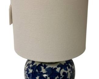 218 - Blue & White Table Lamp - 19.25" Tall (Description): Used as is electric/electronic/mechanical item. No guarantee all components, untested.