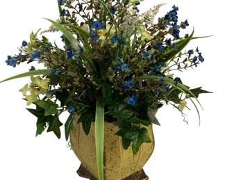 790 - Faux Floral Arrangement in Metal Planter - 17 x 13