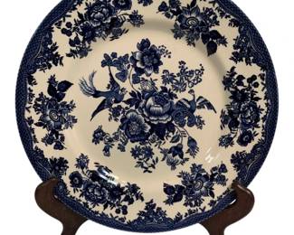 789 - Royal Stafford Blue & White Plate w/ Stand (Description): 11' Round