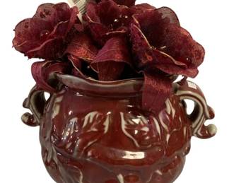 419 - Deco Red Vase w/ Flowers - 12.5 x 10