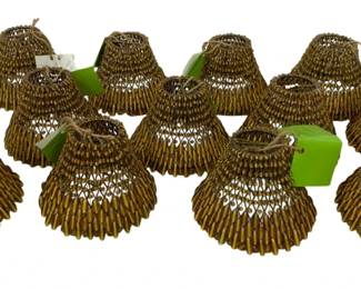 1365 - 11 Amber Beaded Lamp Shades 4 x 5.5