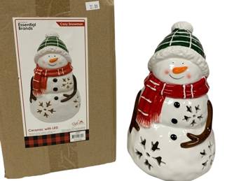 1099 - Cozy Snowman Ceramic LED in Box - 6 x 6 x 10 (Description): Used as is electric/electronic/mechanical item. No guarantee all components, untested.