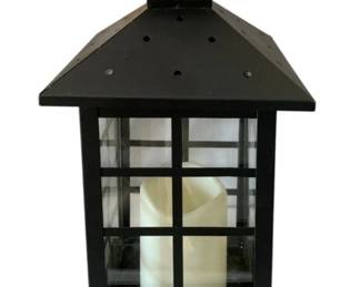 95 - Metal Lantern w/ Candle - 16 x 7 x 7